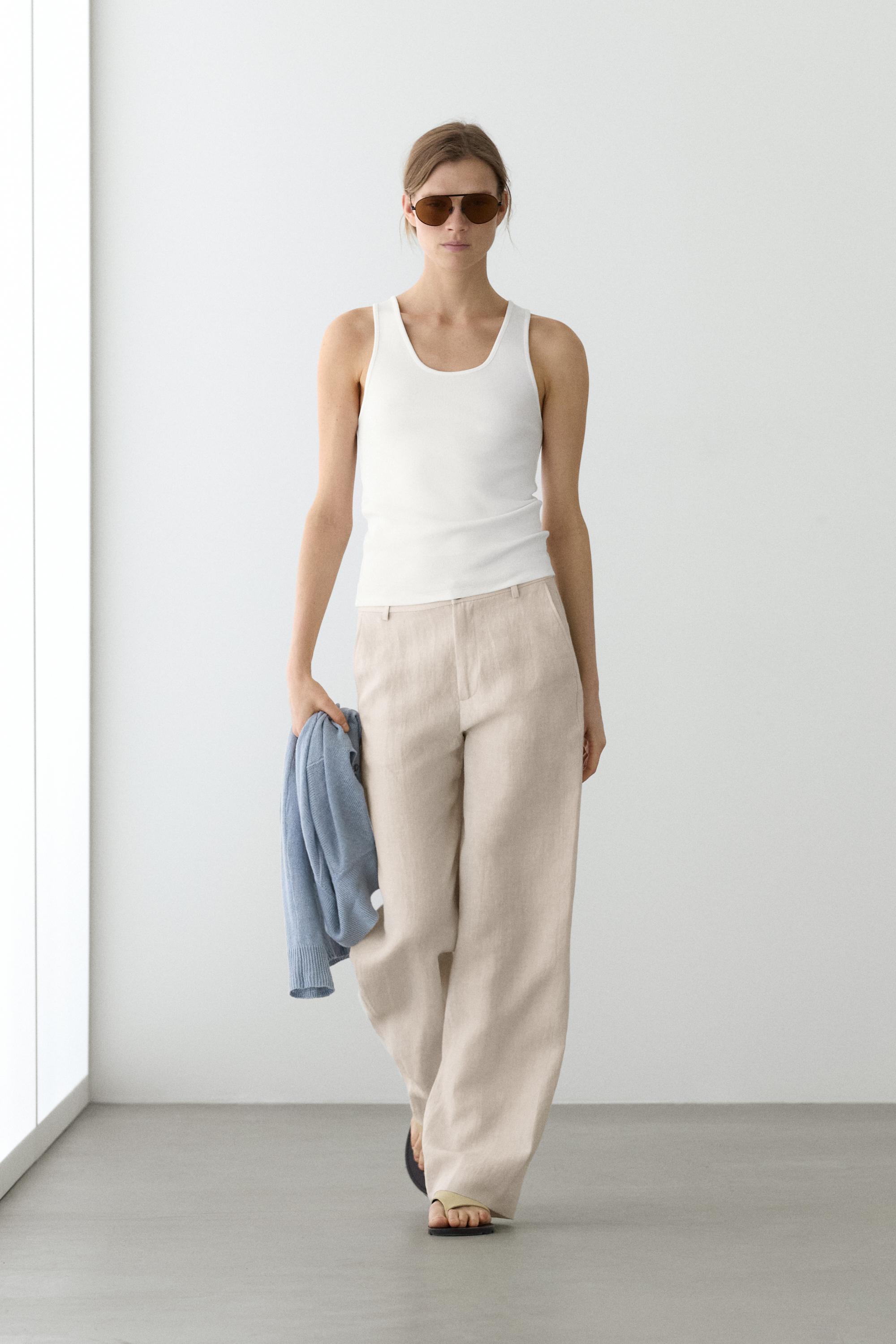 Pantalón relaxed fit 100% lino