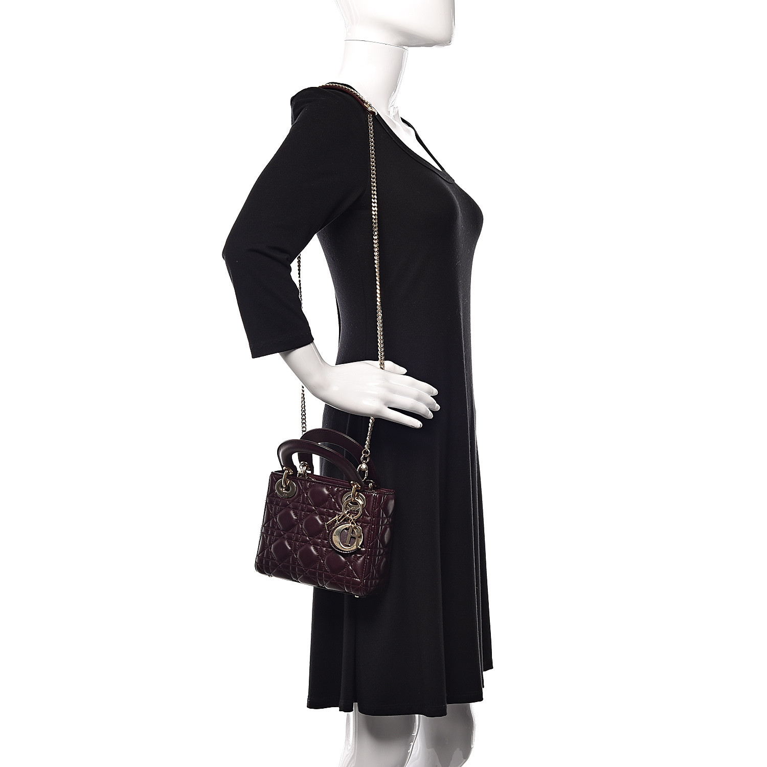 Lambskin Cannage Mini Lady  Plum