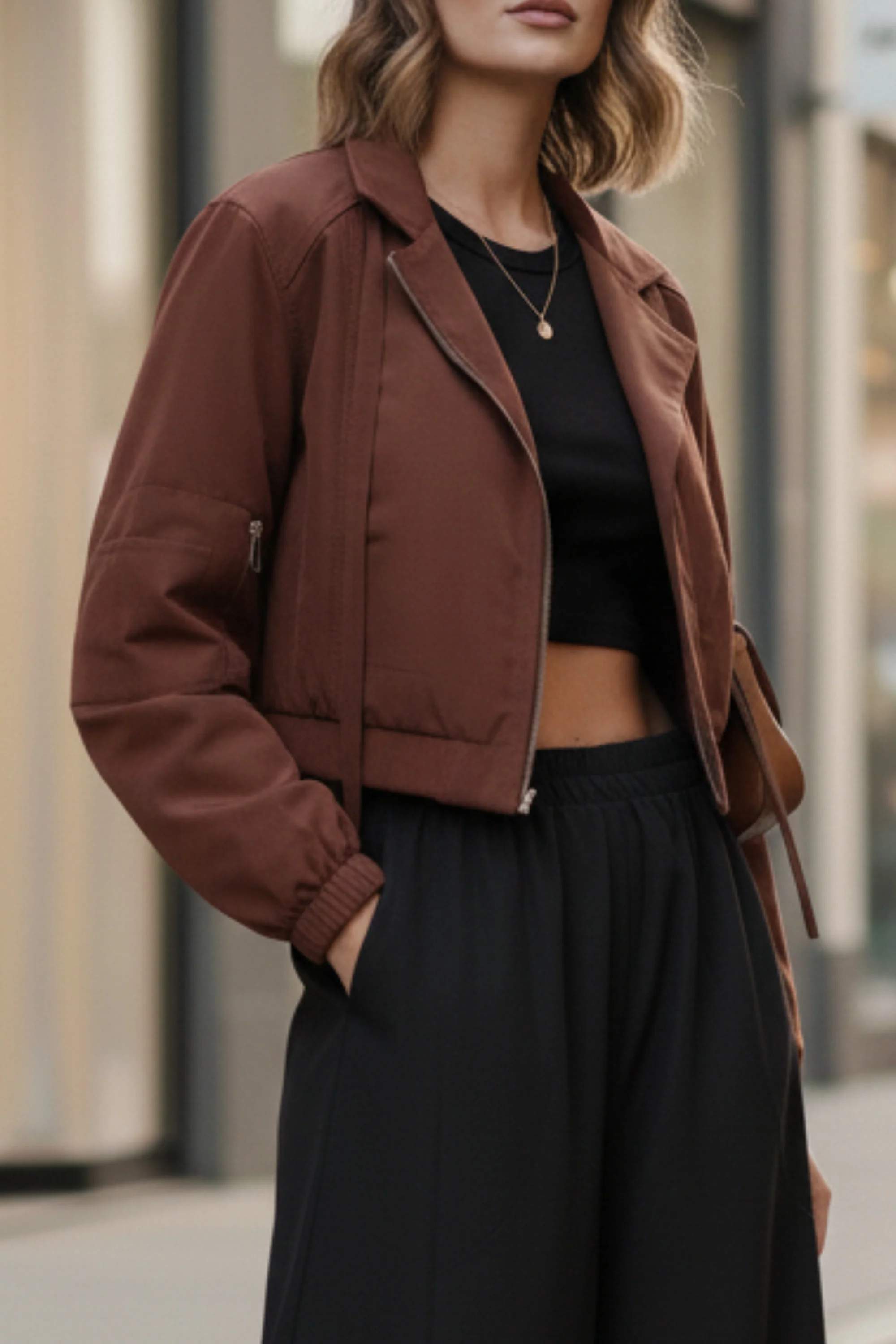 Rustique Cropped Bomber Jacket