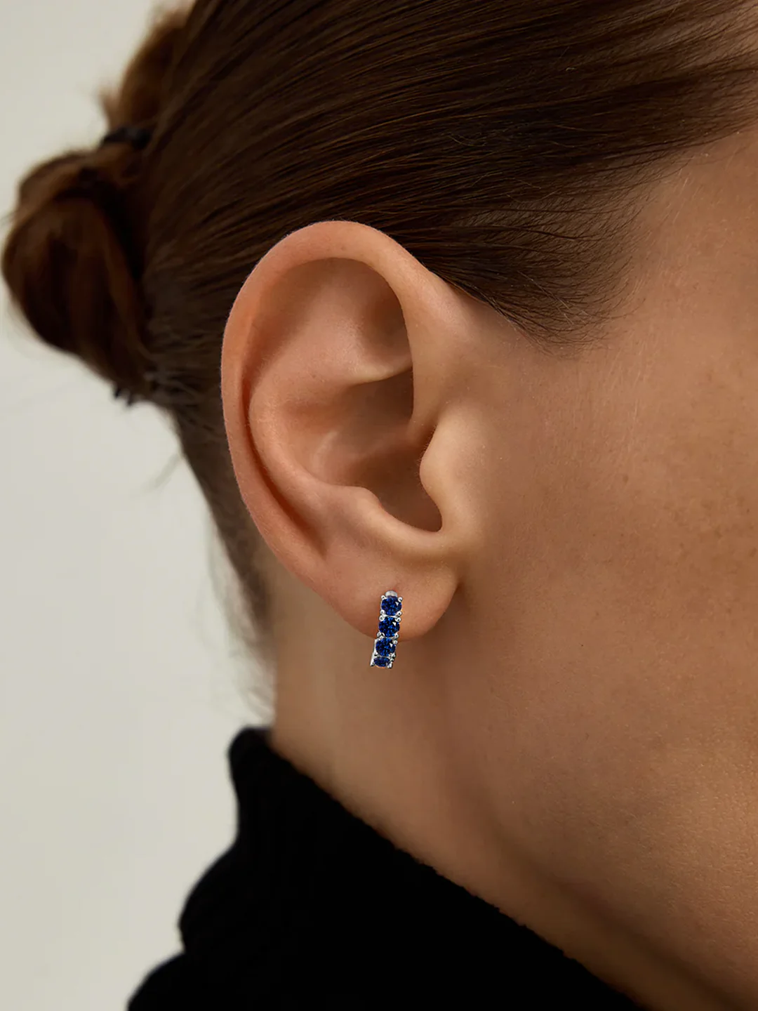 Gold Blue Sapphire Huggies