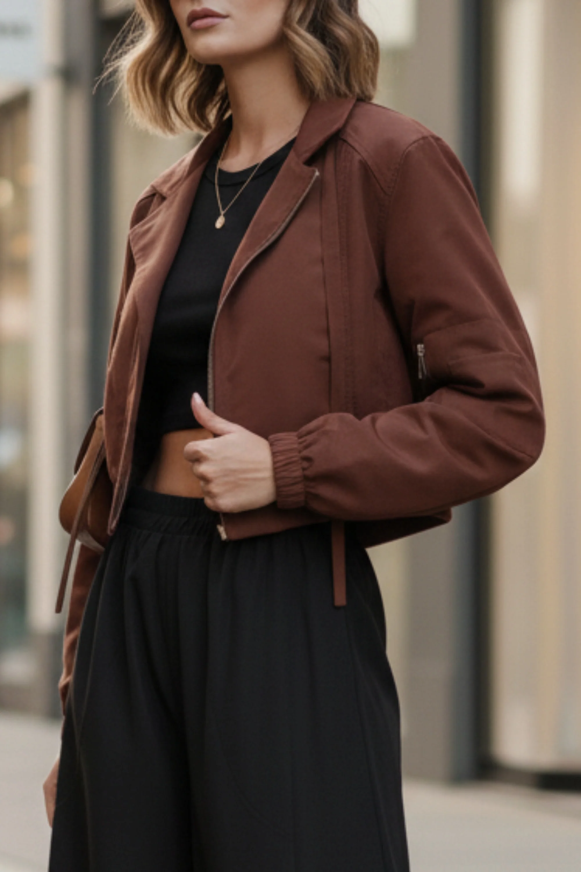 Rustique Cropped Bomber Jacket