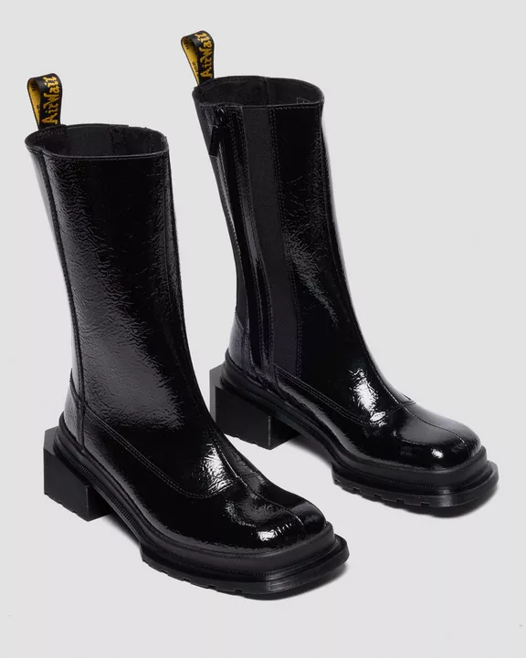 Maybole Hi Square Toe Patent Chelsea Boots