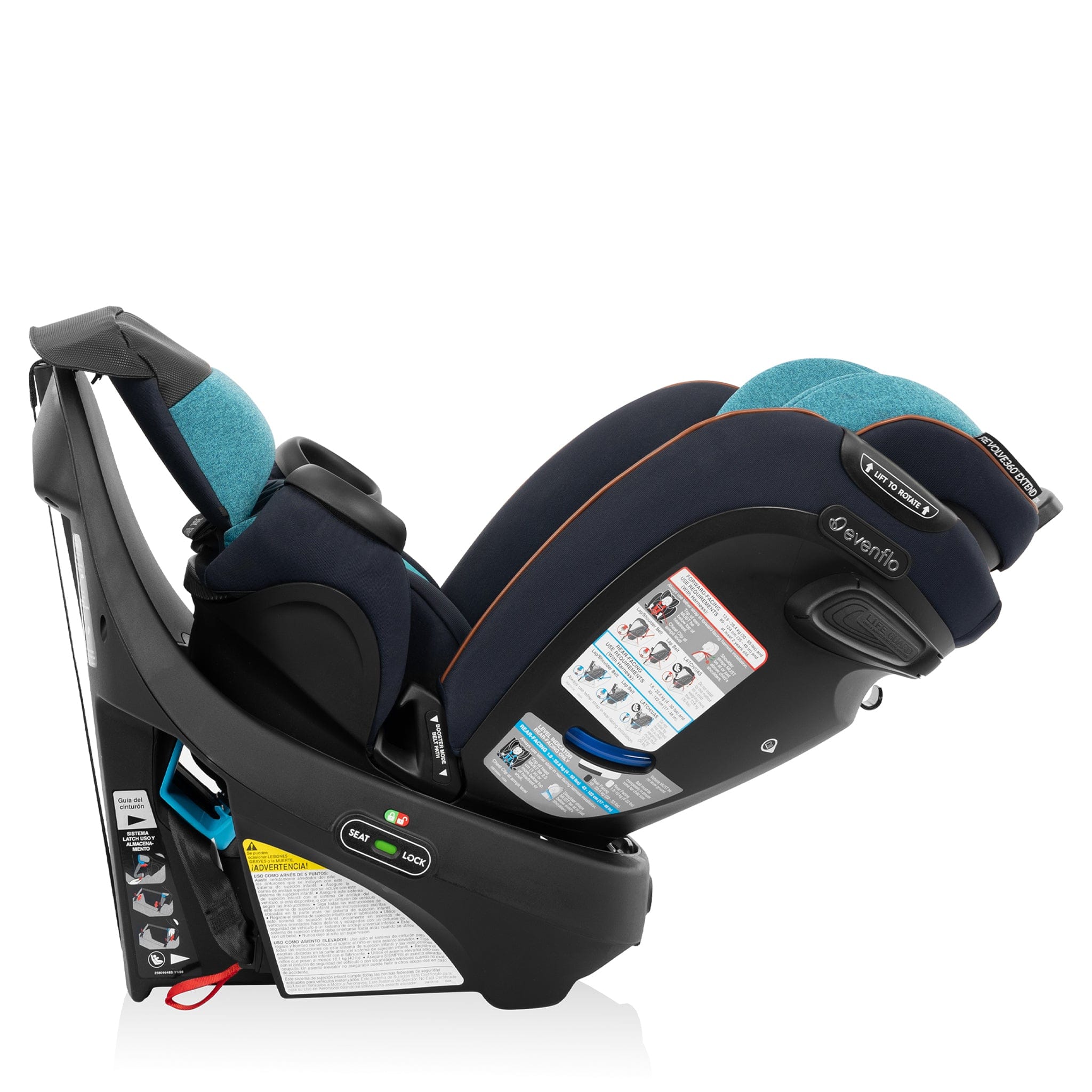 Evenflo GOLD Revolve360 Extend All-in-One Rotational Convertible Car Seat with SensorSafe - Sapphire