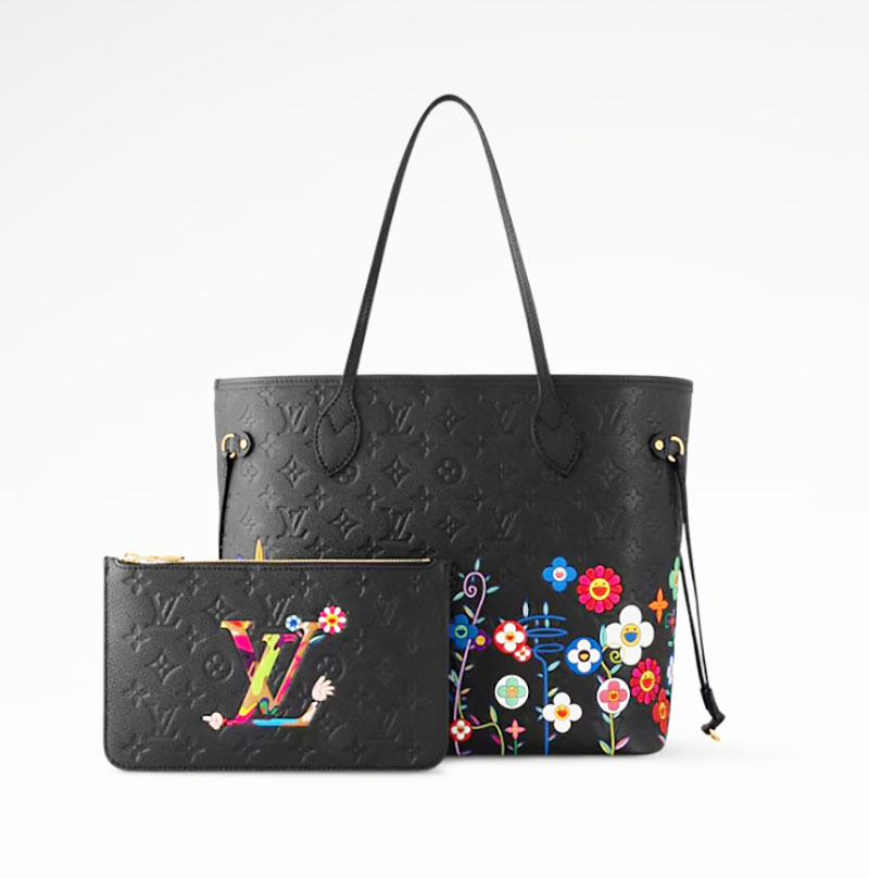 New Size 12.2″x11.0″x5.5″ 3Colorful Flowers Leather Totebag with Removable pocket BB-928074