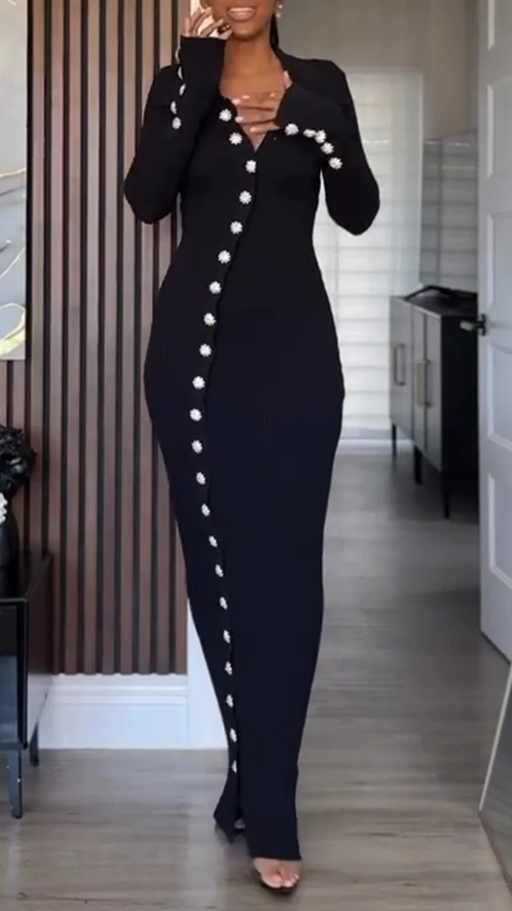 Ladies Lapel Breasted Slim Fit Casual Dress