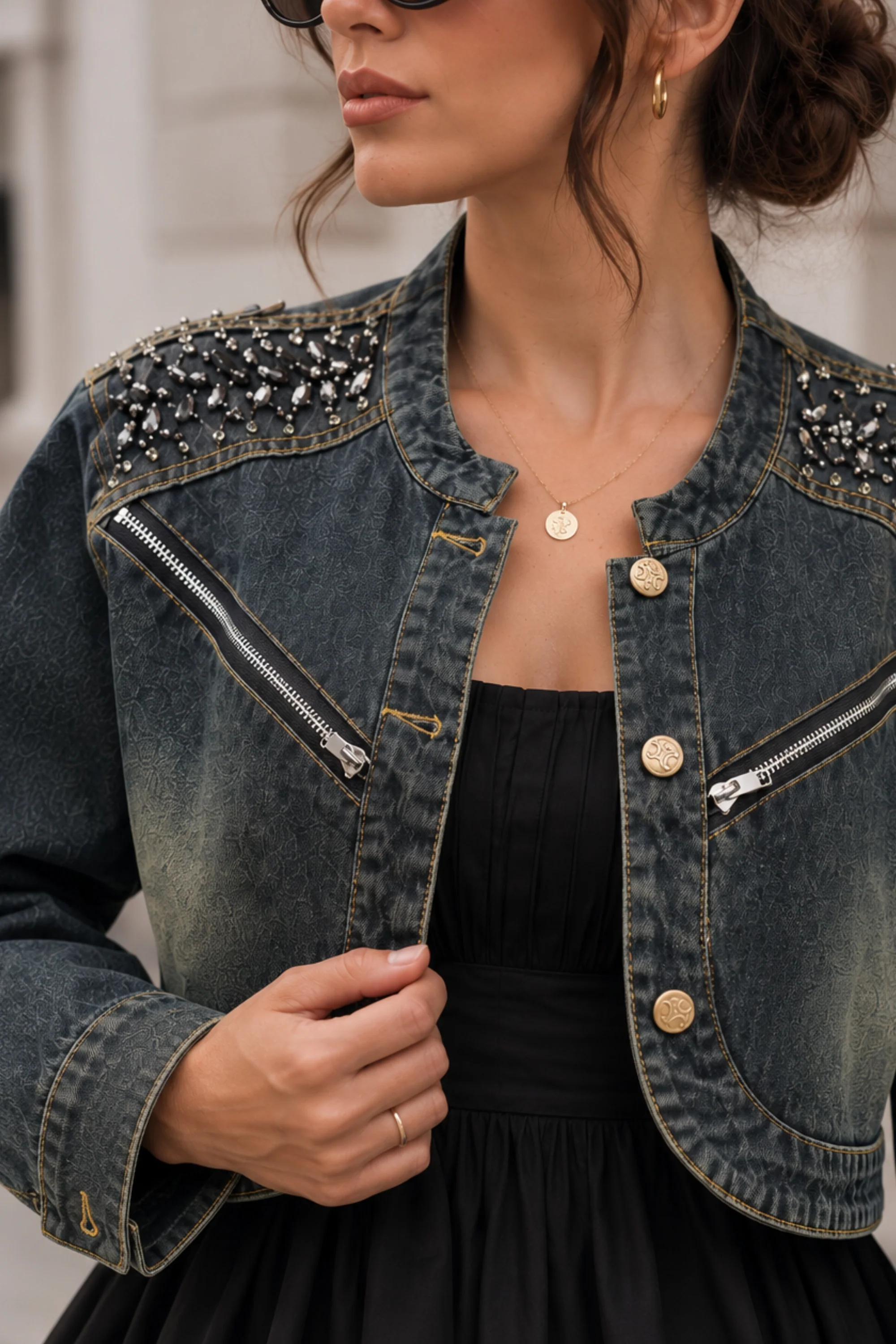 Cropped Chain & Stitch Jacket