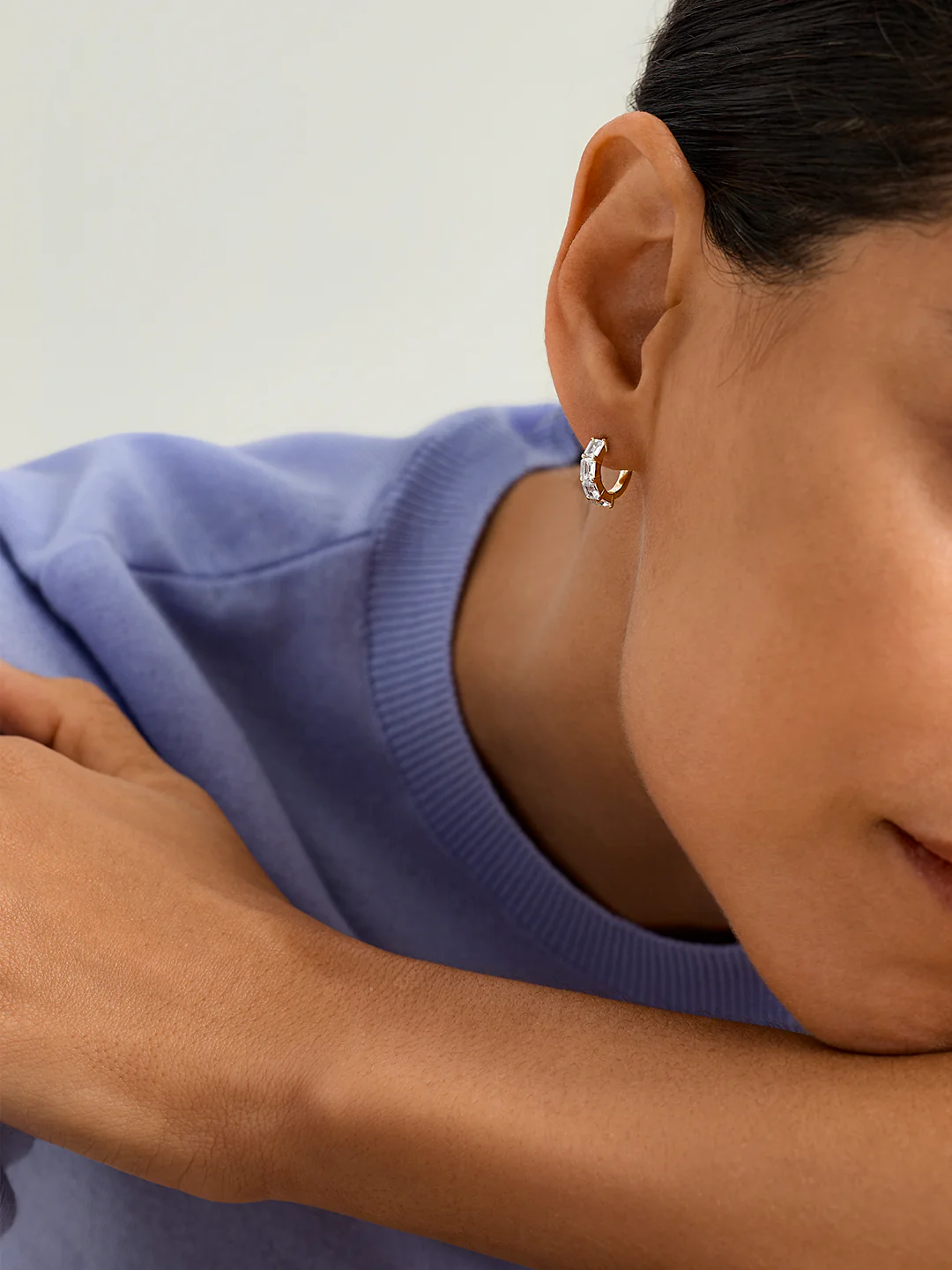 Emerald Cut Sapphire Huggies