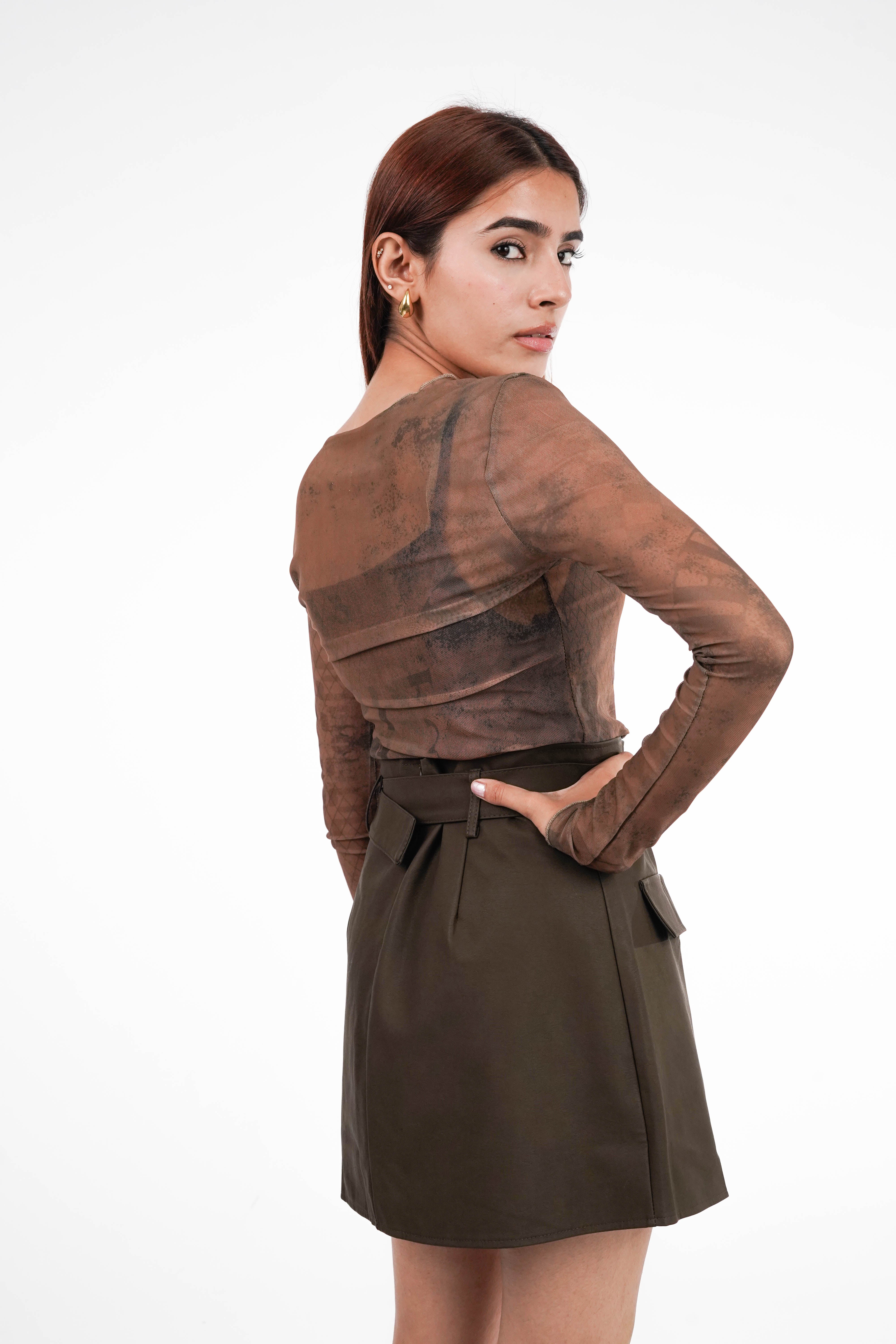 Cocoa Breeze Mesh Top