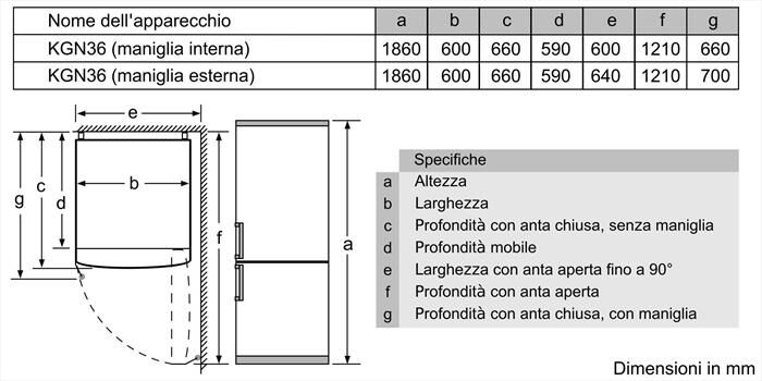 BOSCH - Frigorifero Combinato KGN36NLEA Classe E 186x60 cm-Metal look