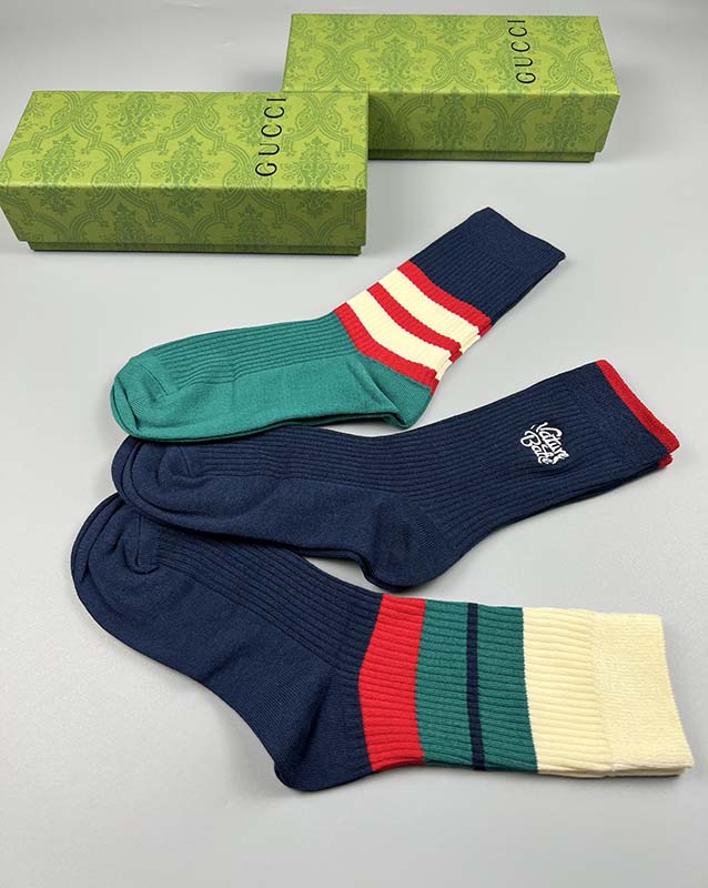 Set of 3 Pairs of Cotton Anti-bacterial Crew Socks WZ-924000186