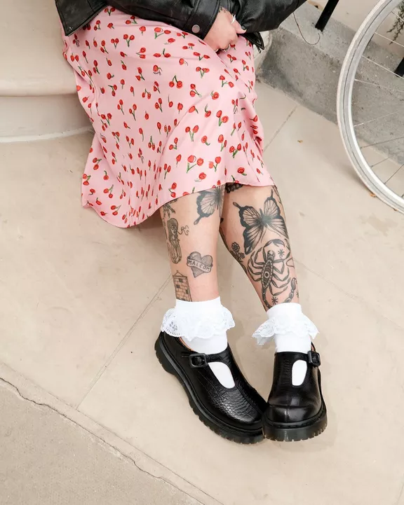 Rejena Mary Jane Croc Emboss Leather Shoes