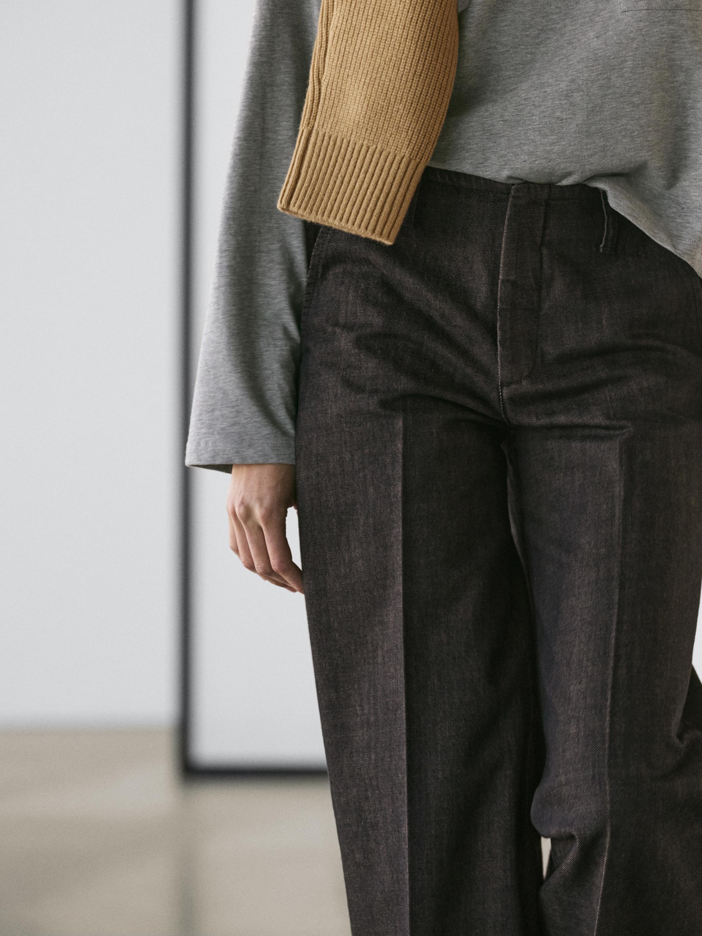 Jeans wide leg tiro medio