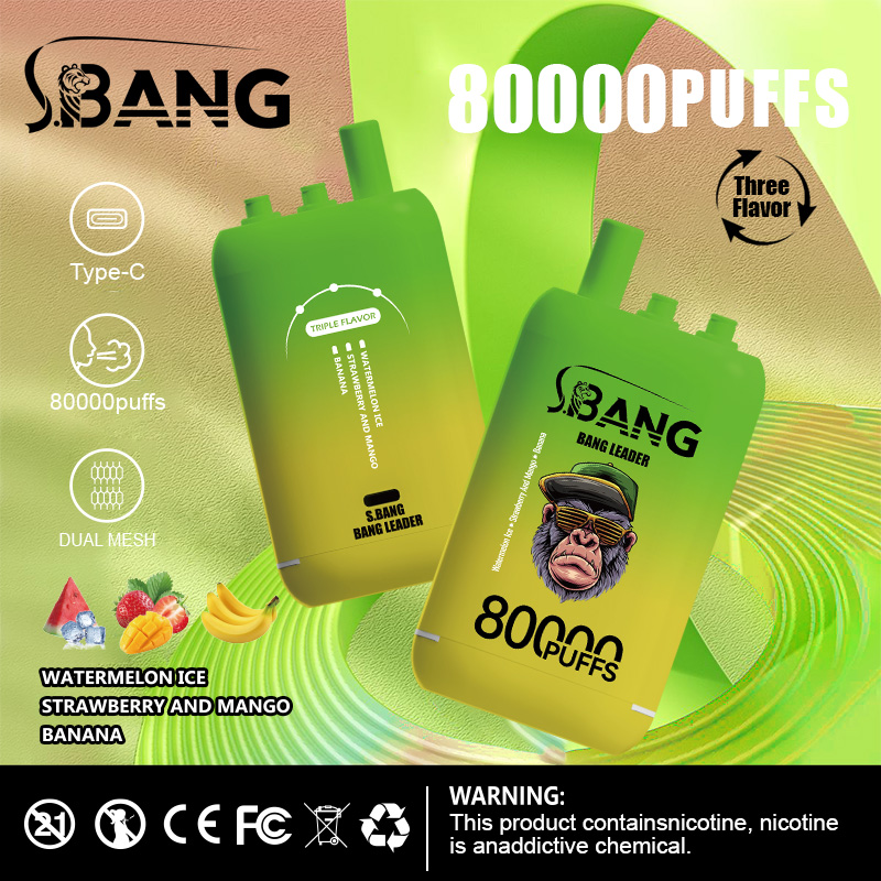 Bang Leader 80000 zaciągnięć, e‑papieros 3‑w‑1 | 3 regulowane smaki, ładowalny