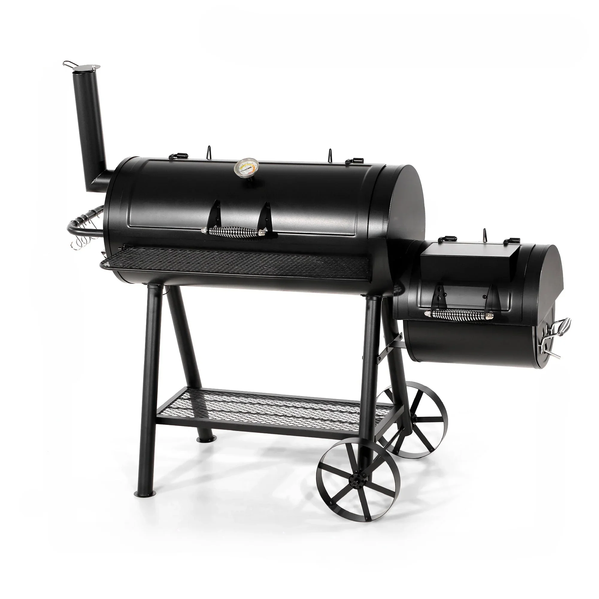 941 Sq.in. Overlarge BBQ Charcoal Grill with Offset Smoker, Black