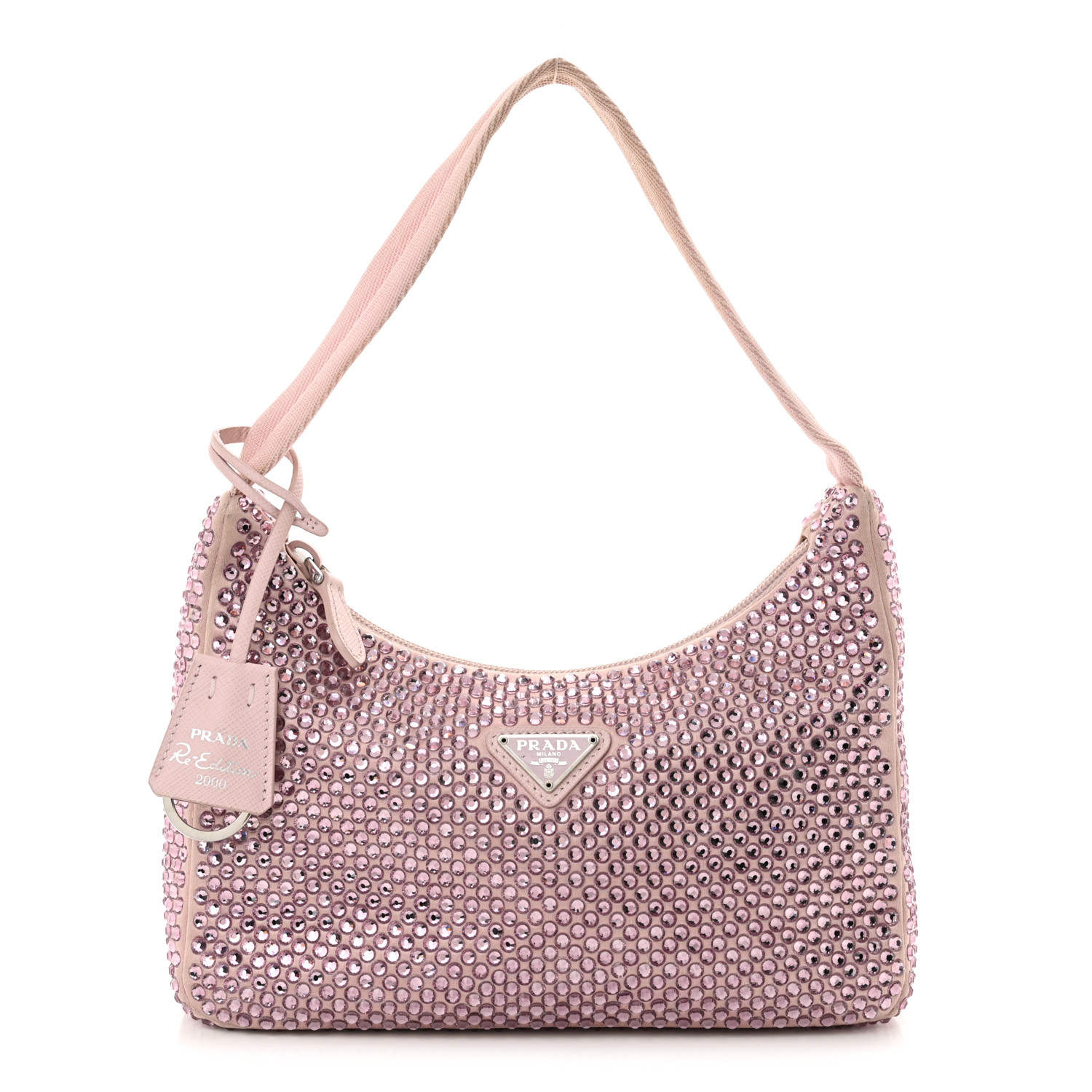 Satin Crystal Mini Re-Edition 2000 Bag Alabastro