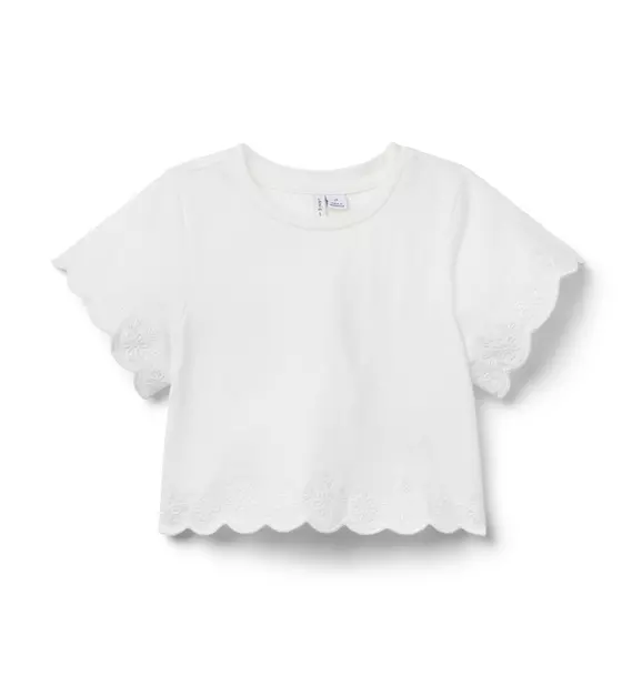 Embroidered Eyelet Trim Top