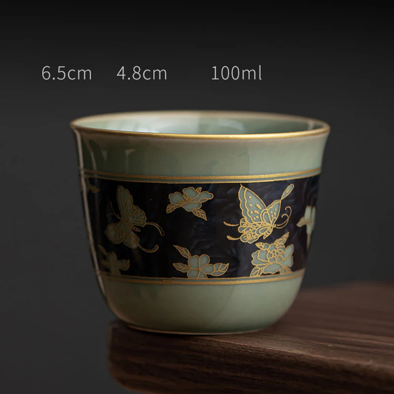 Butterfly Flower Lotus Koi Fish Plum Blossom Ceramic Teacup Kung Fu Tea Cup 100ml