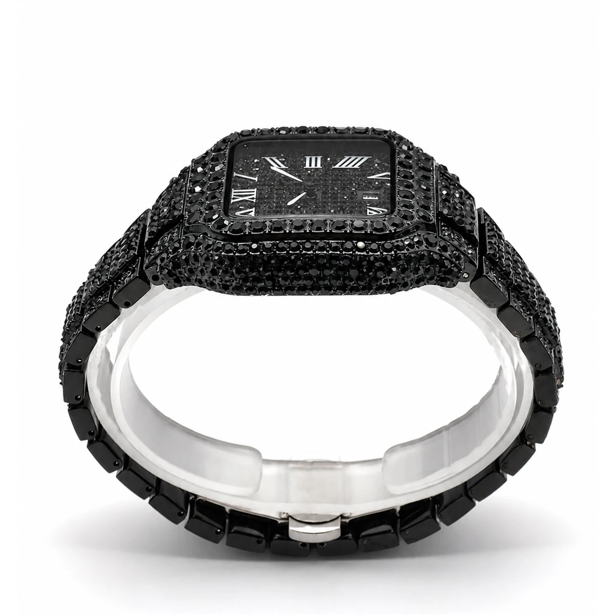 Black Rhinestone Watch For Men Square Men's Quartz Watches