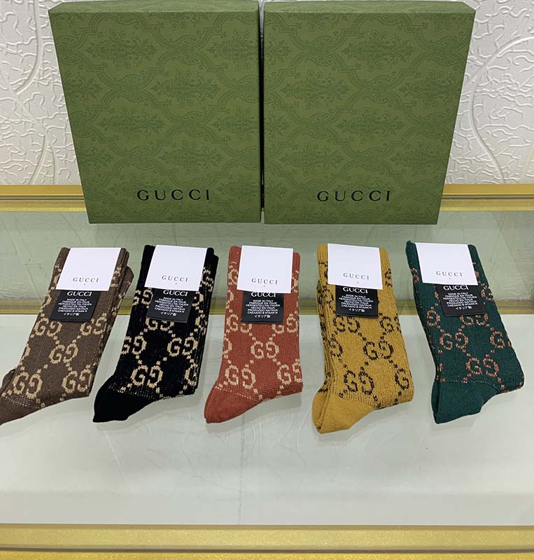 Set of 5 Pairs of Cotton Anti-bacterial Crew Socks WZ-924000193