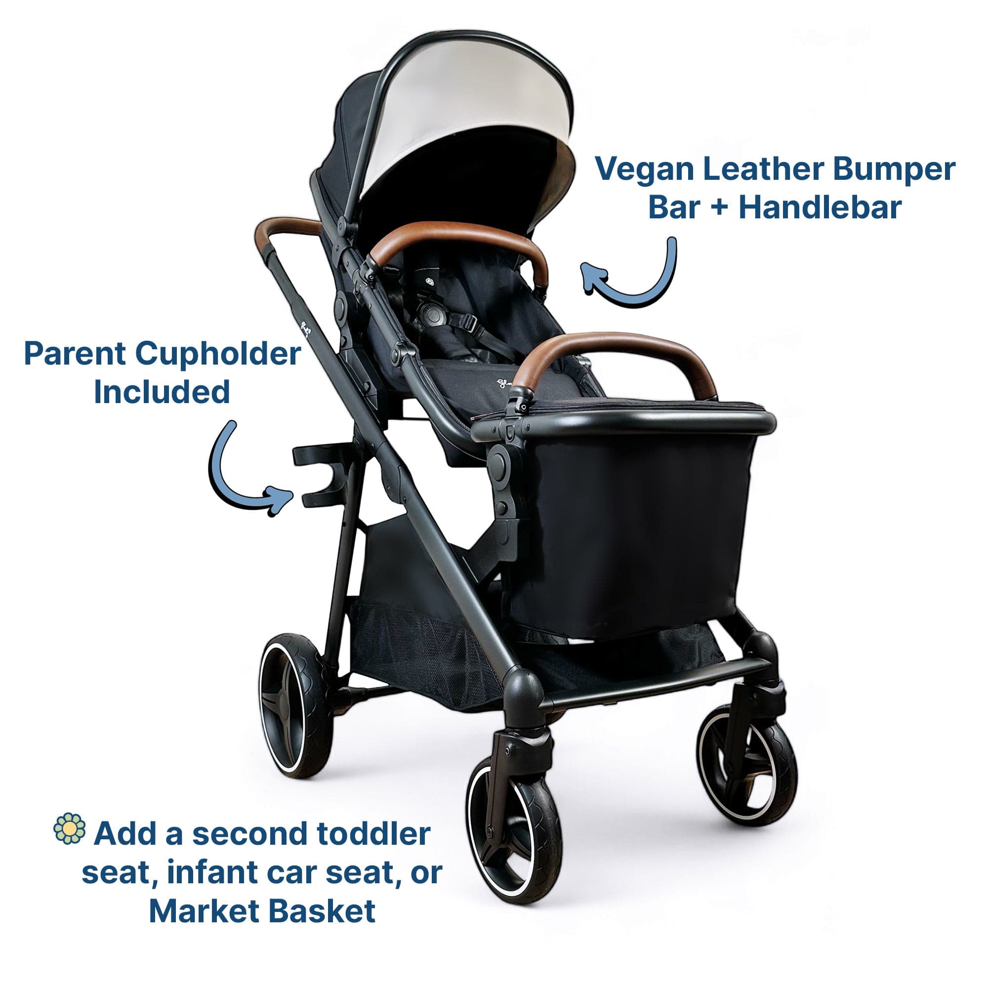Gladly Family Piper Single-to-Double Stroller - Onyx
