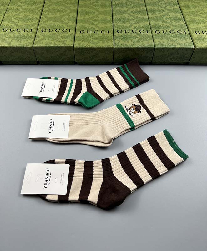 Set of 3 Pairs of Cotton Anti-bacterial Crew Socks WZ-924000146