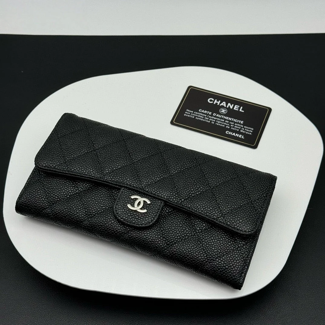 [Chanel] Long Wallet, Caviar Leather, Black