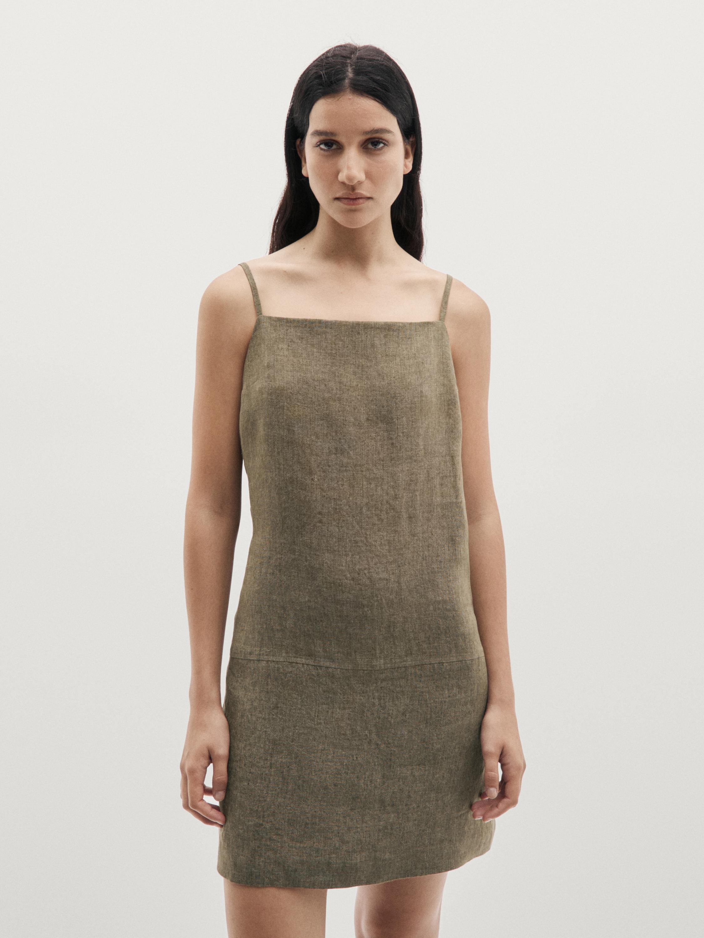 Vestido corto 100% lino
