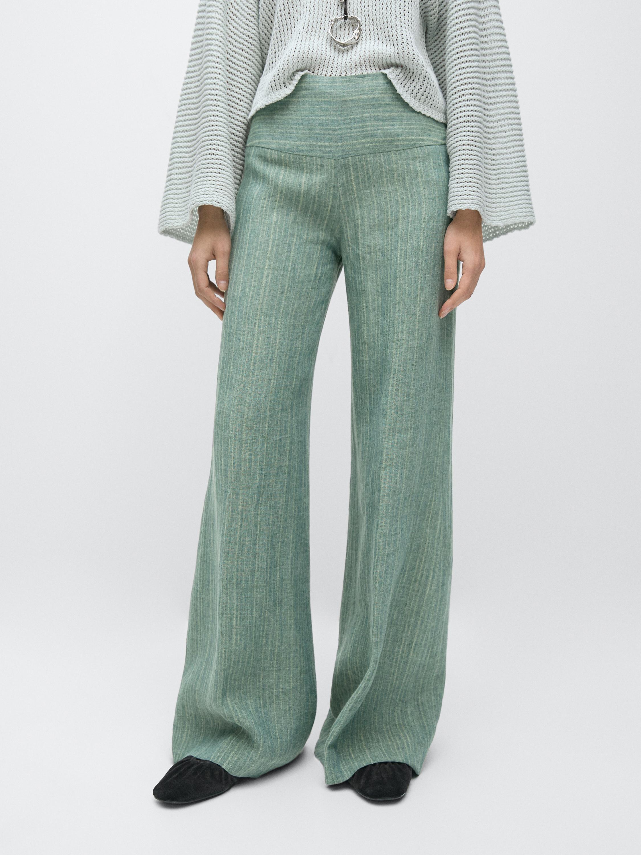 Pantalón fluido rayas detalle fajín