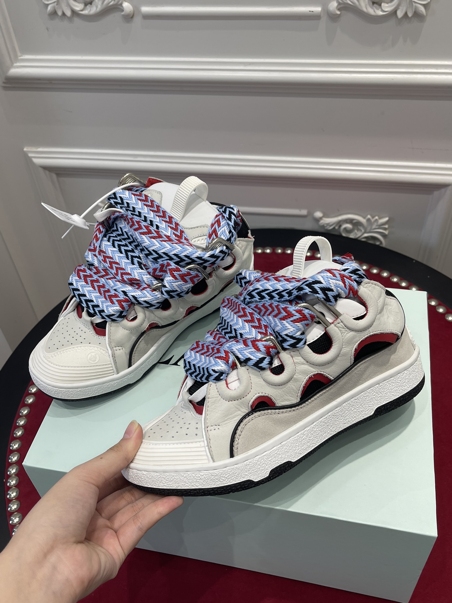 LAN Leather Curb Light Grey Blue Black Red FM-SKRK11-DRAG-E221220