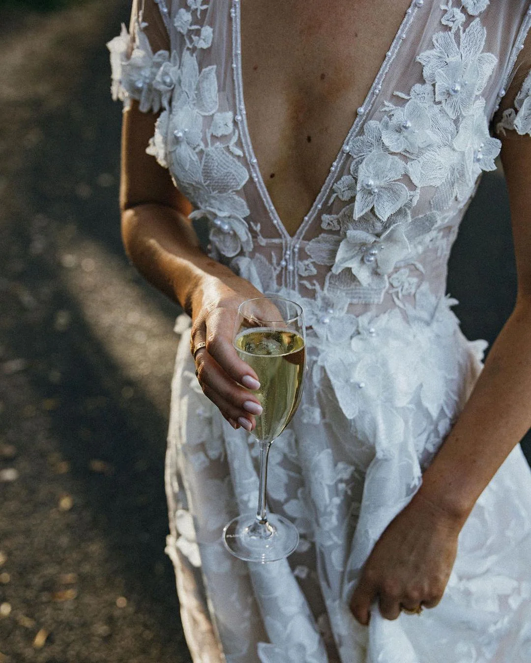 Fairy A Line V Neck Cap Sleeve Tulle Wedding Dress with Lace
