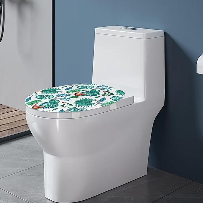 BATHLOOP Butterfly Toilet Lid Cover Tropical Palm Leaves Toilet Seat Lid Covers