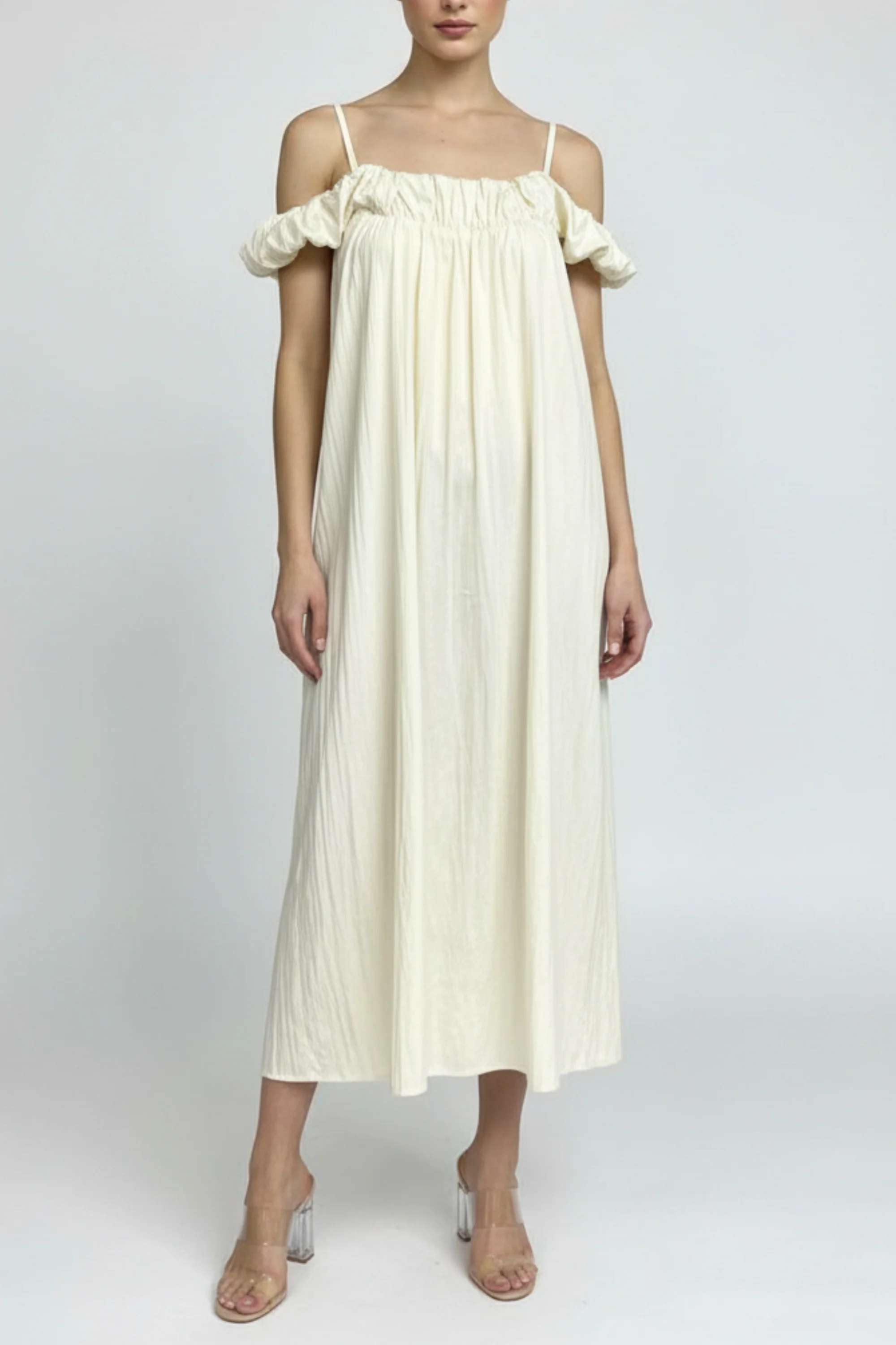 Barely Ivory Ruffle Dress