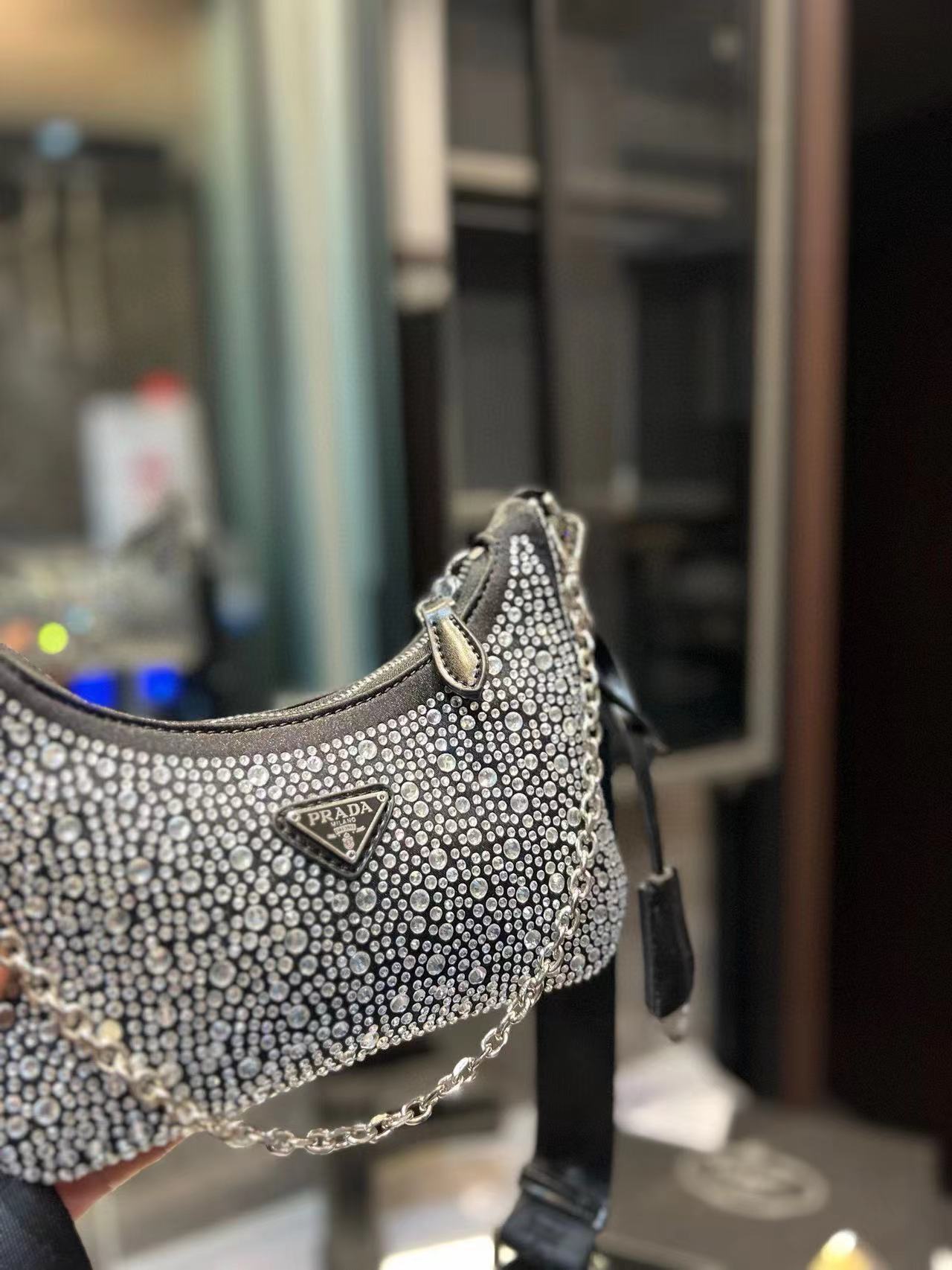 Fashion 8.7″ Full Diamonds Chains Adjustable Strap Shoulder bag with small coin purse BB-921222