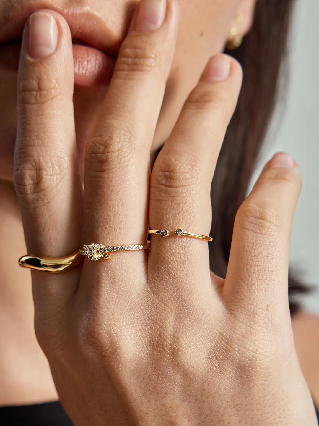 Slim Crystal Open Ring