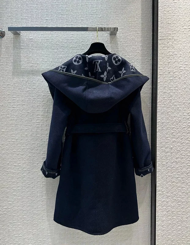 Full printed wrap style hooded woolen MY-93248