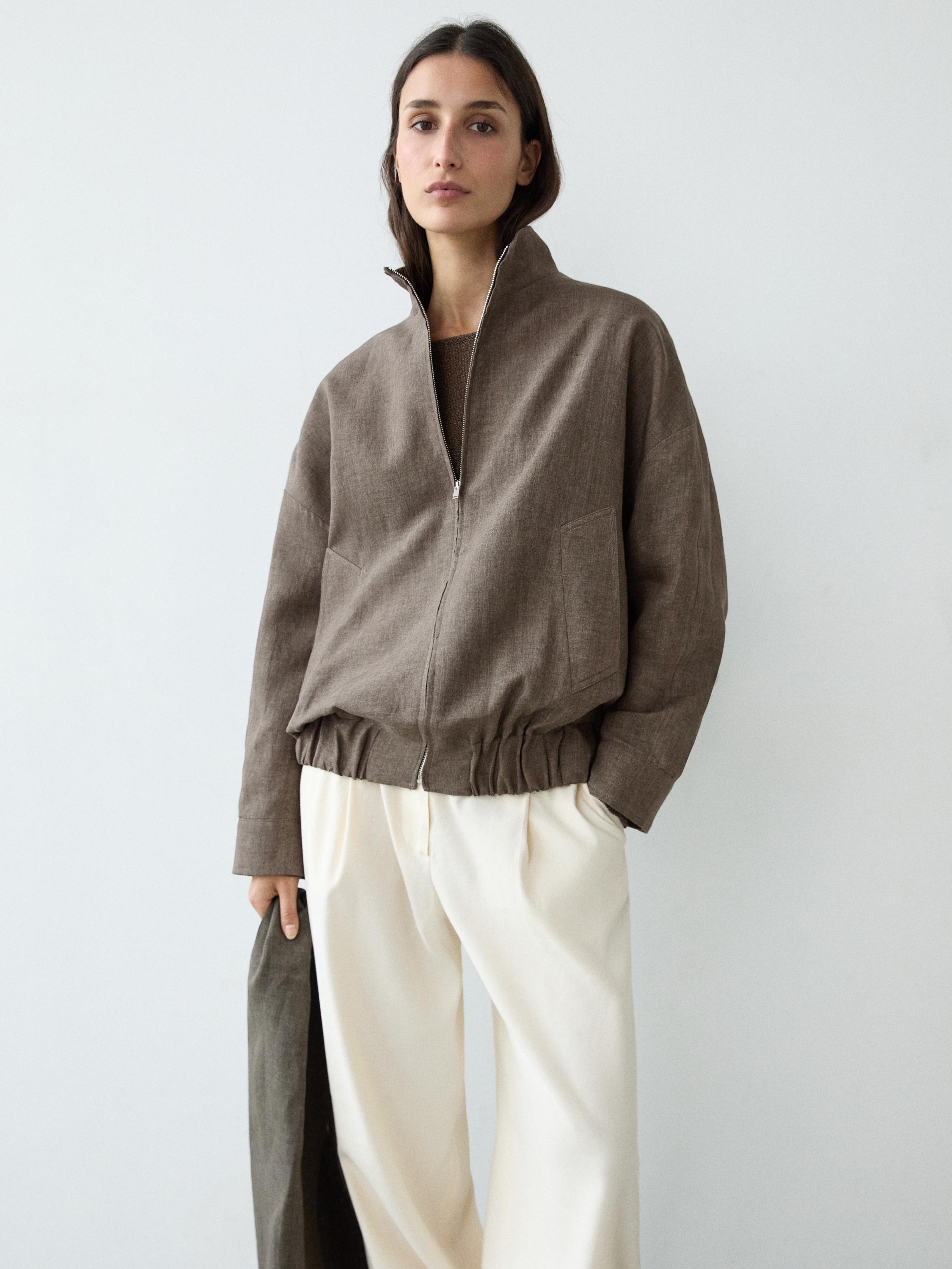 Chaqueta bomber fular melange lino