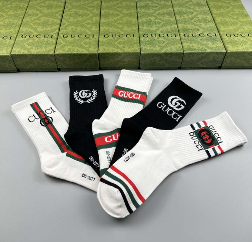Set of 5 Pairs of Cotton Anti-bacterial Crew Socks WZ-924000187