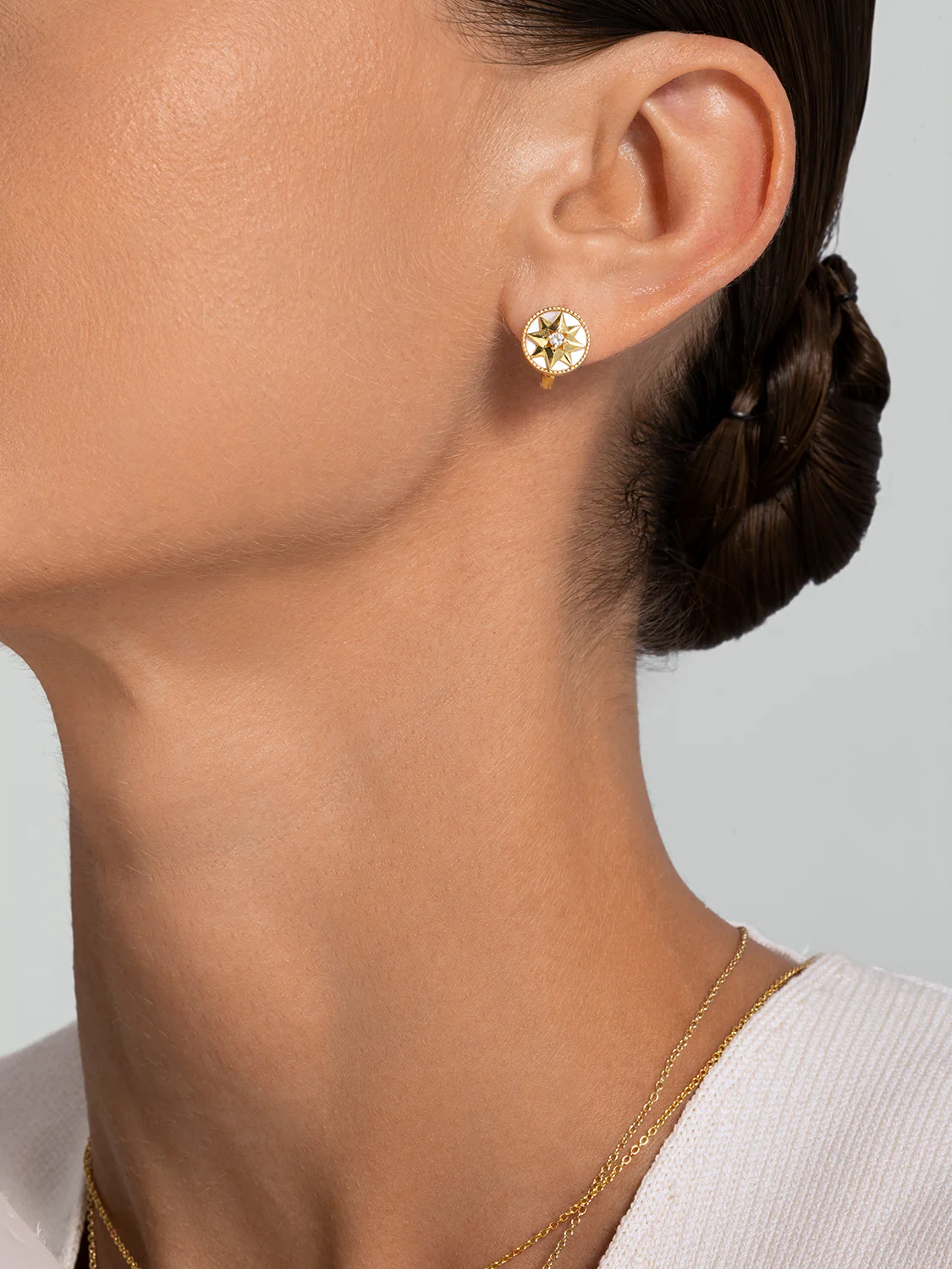 Polaris Mother Of Pearl & Sapphire Huggies