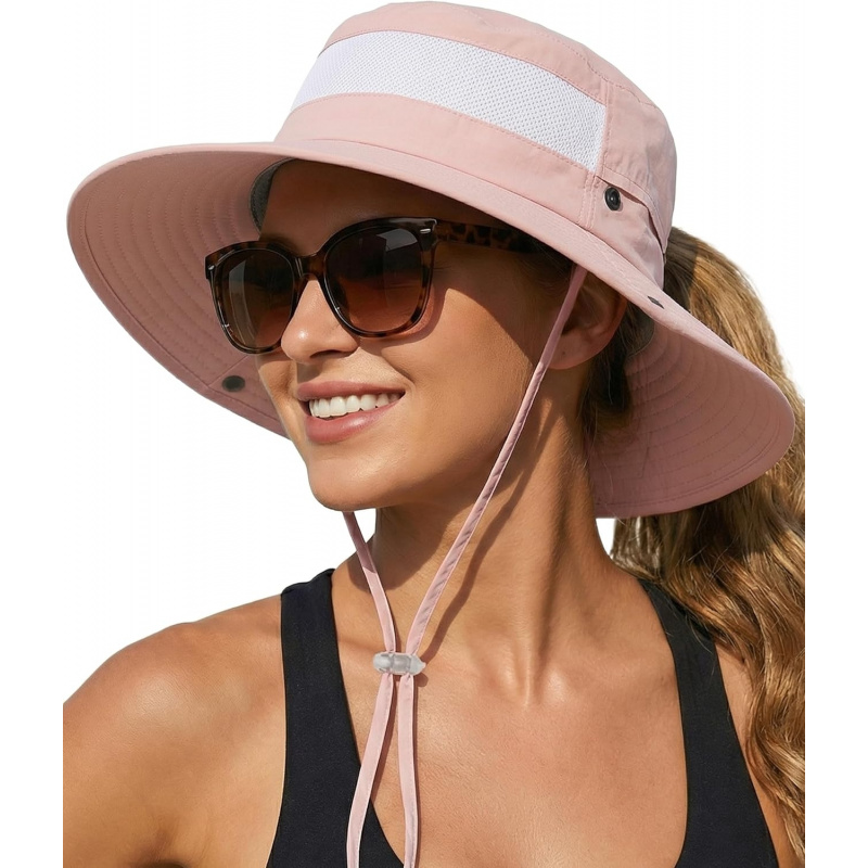 Women's Sun Hat with Ponytail Hole Beach