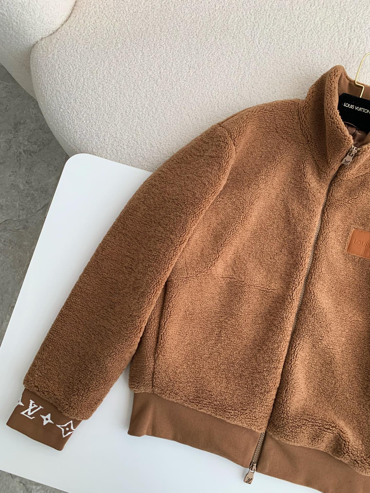 LV Jacquard vertical collar zipper fleece jacket