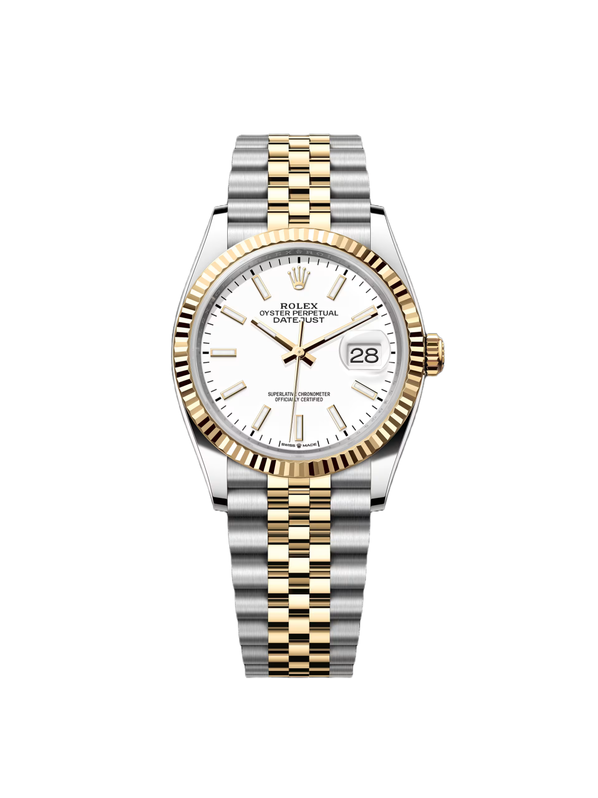 【Super Clone】RLX  Datejust 36mm 126233-0019 White Index Dial Two-Tone Jubilee Bracelet Watch
