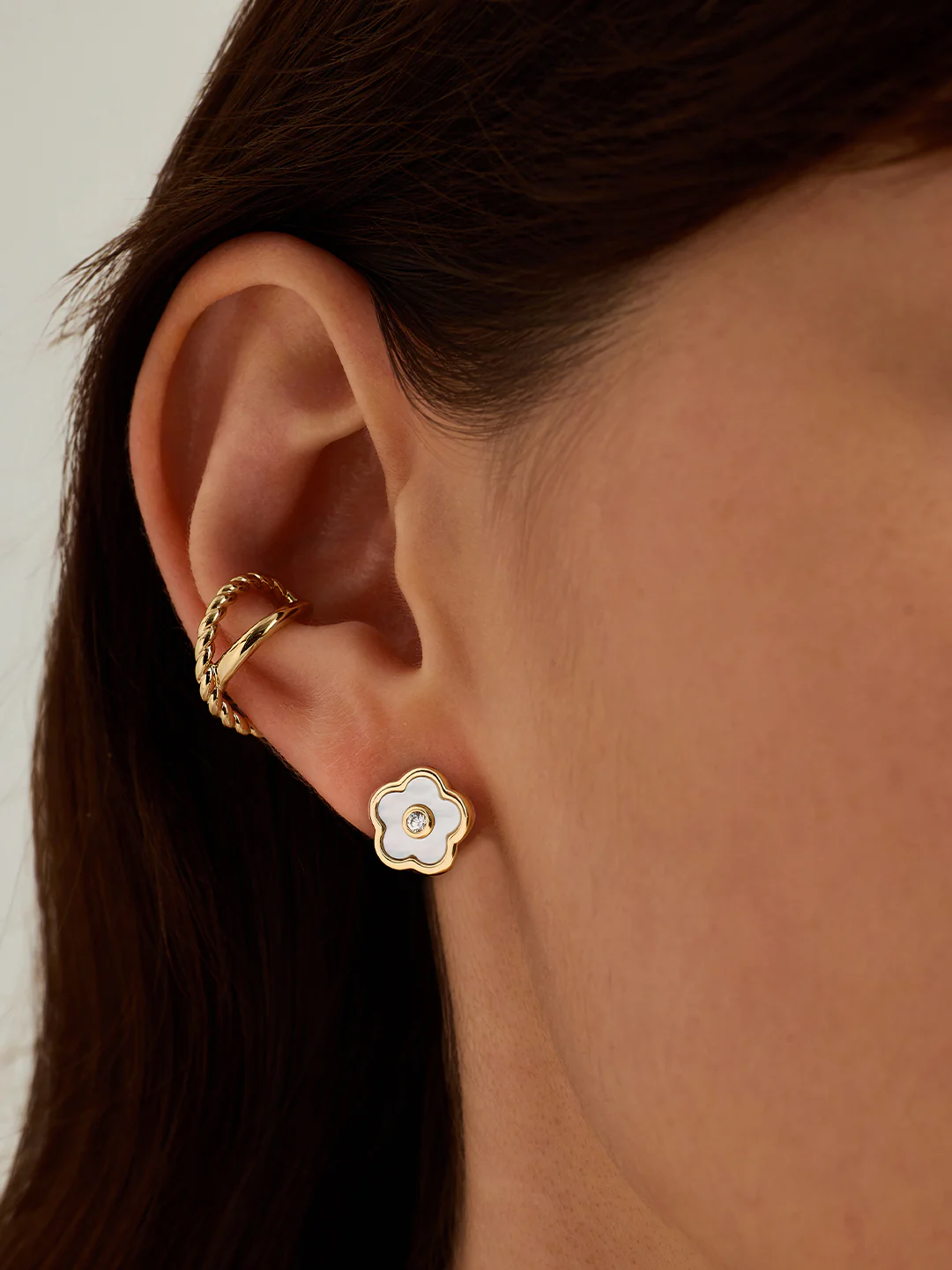 Mother of Pearl Flower Huggies