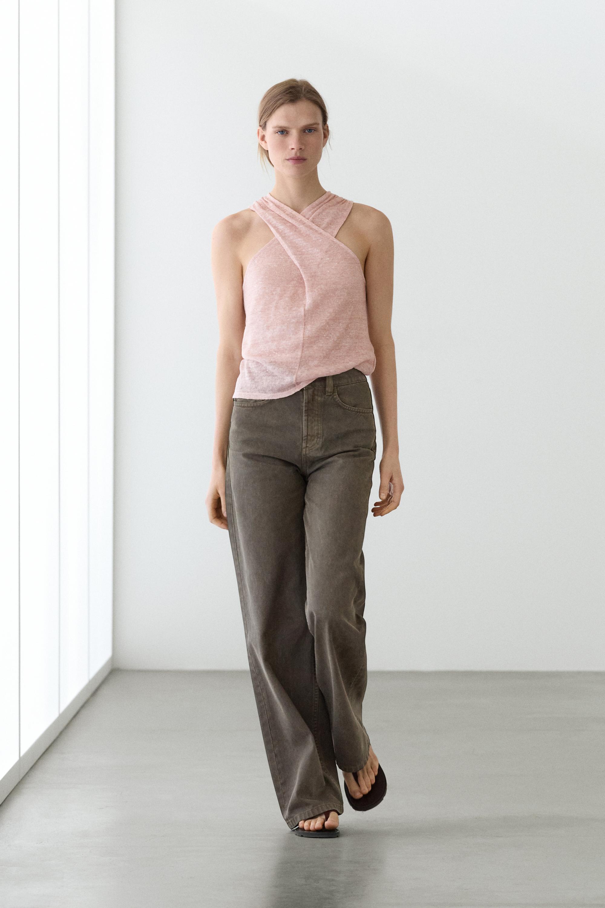 Top escote cruzado mezcla lino
