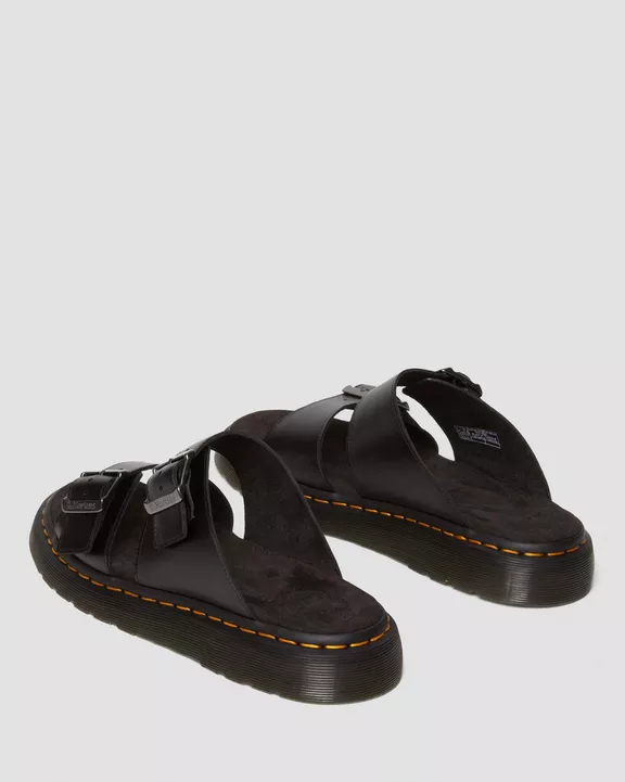 Josef Leather Buckle Slide Sandals