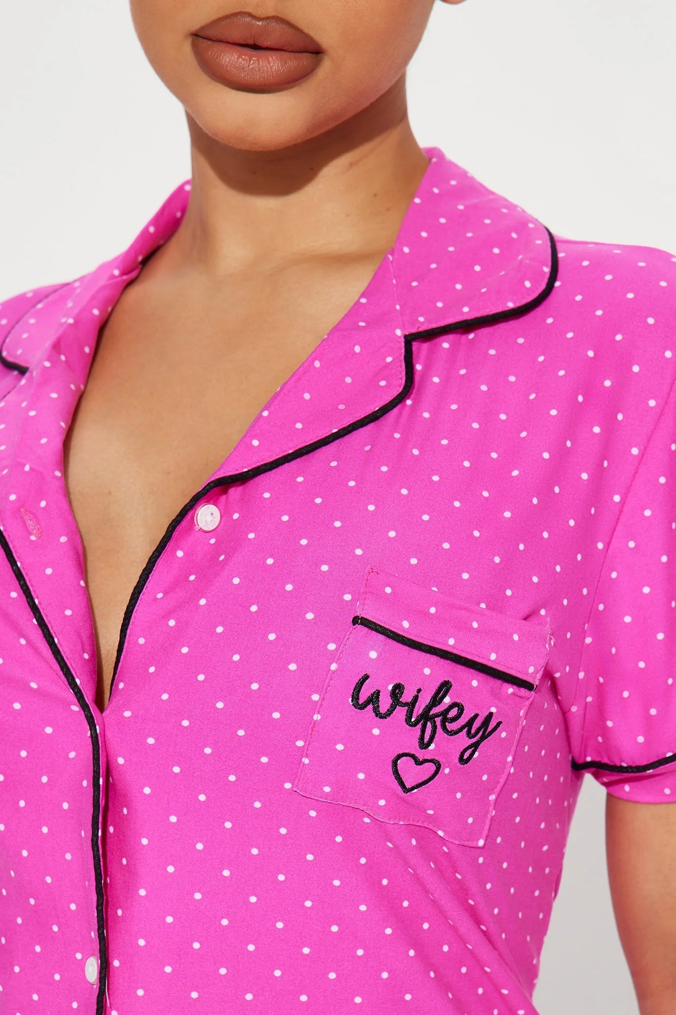 Wifey Material PJ Pant Set - Hot Pink/combo
