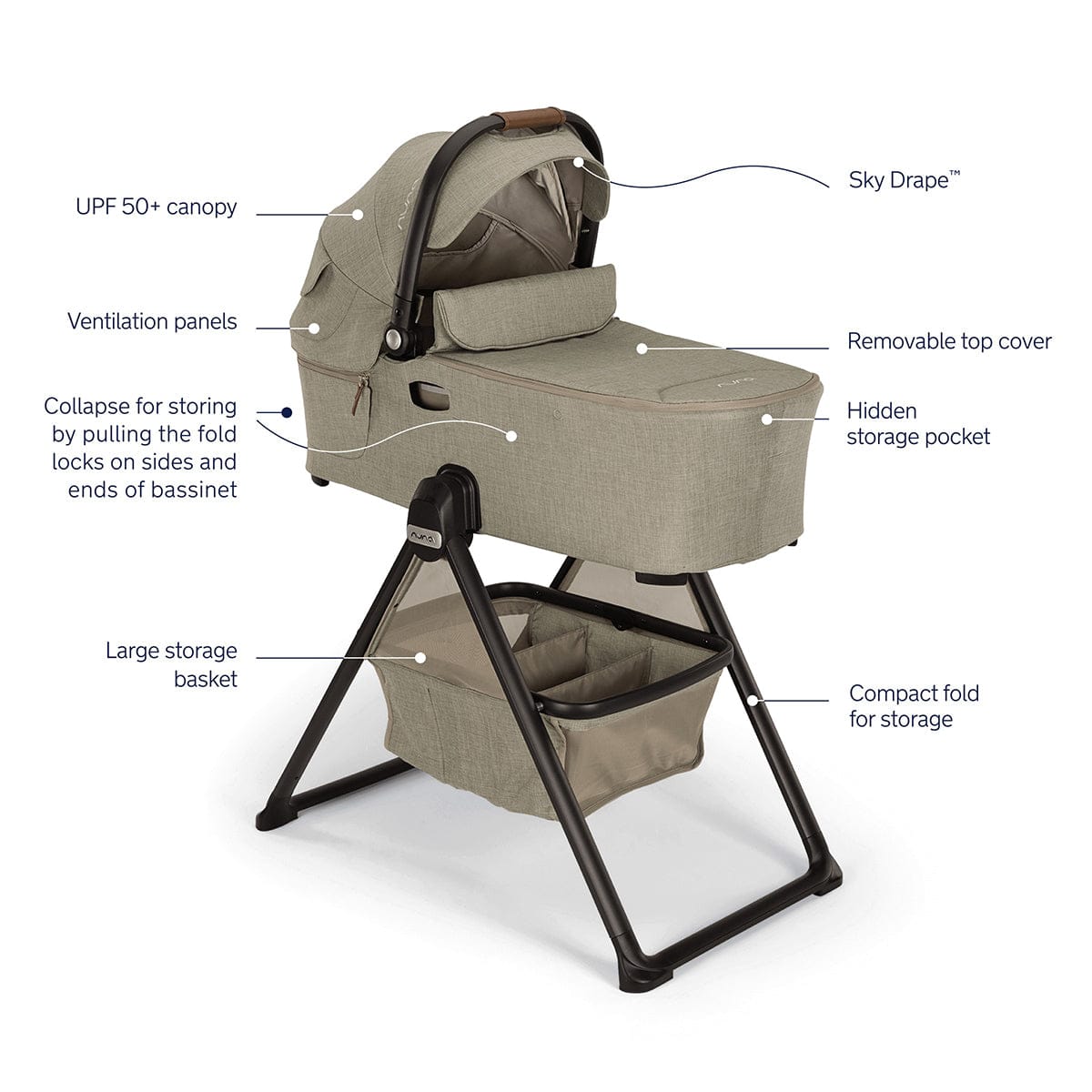 Nuna DEMI Next Stroller with Rider Board + DEMI Next Bassinet with Stand Bundle - Hazelwood
