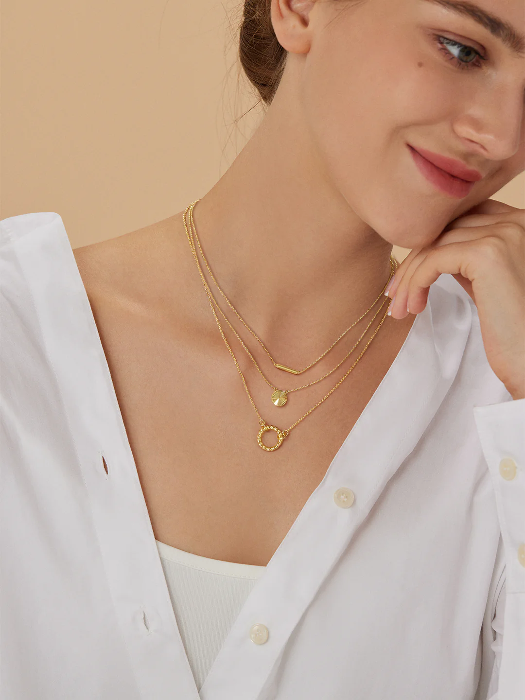 Circular & Bar Layered Necklaces