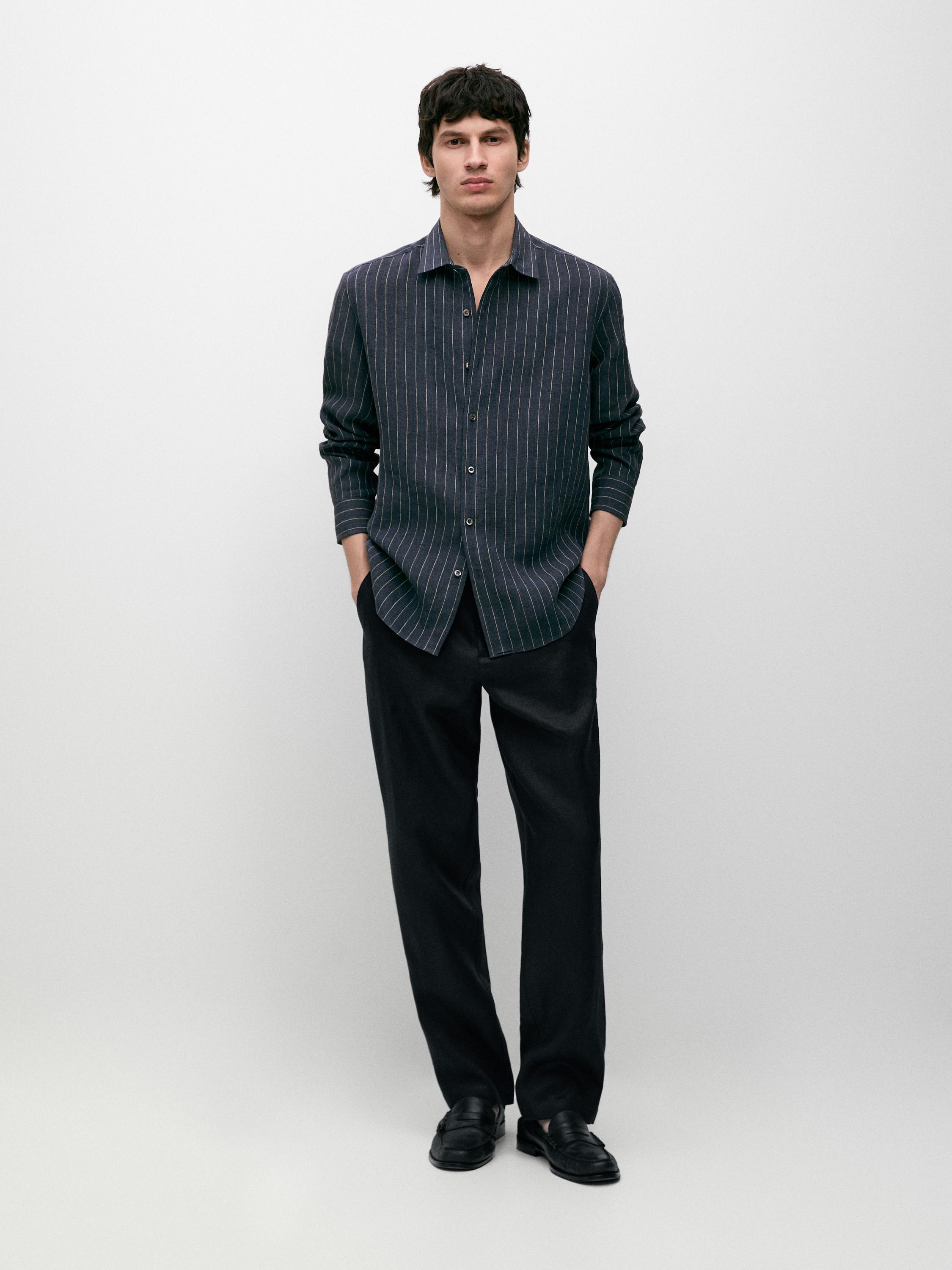Pantalón tapered fit lino