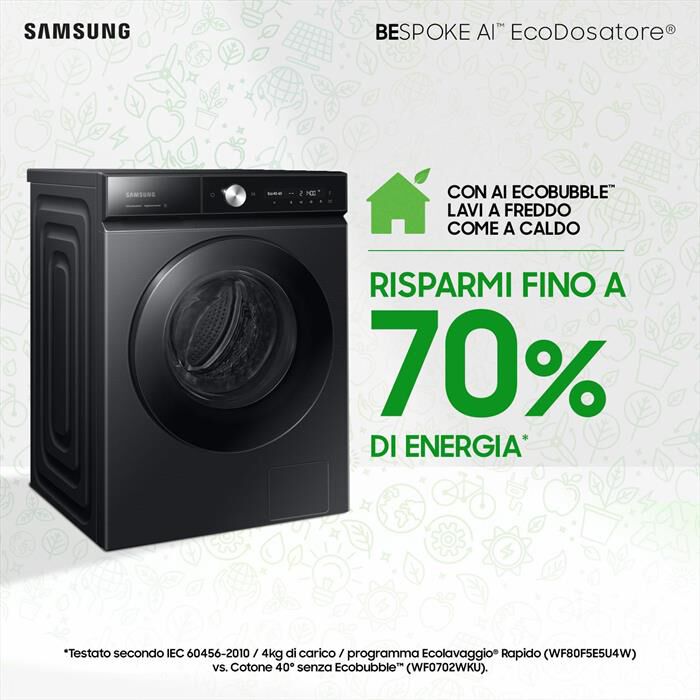 SAMSUNG - Lavatrice WW90DB7U94GBU3 9 Kg Classe A-NERO