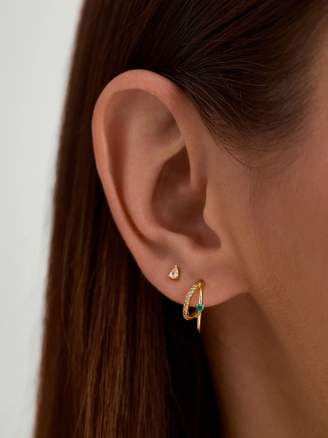 Emerald & Sapphire Double Hoops